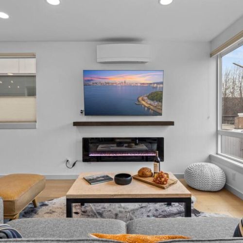 You + 55" Smart TV + Electric Fireplace + PNW Moody Weather = Bliss