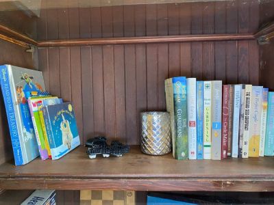 Antique barrister bookcase books.