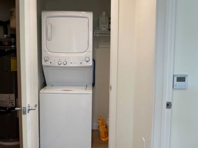 Stackable washer and dryer is located in the apartment for your convenience.
